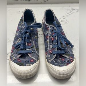 Rocket Dog JAZZIN blue floral print sneaker shoes women size 9